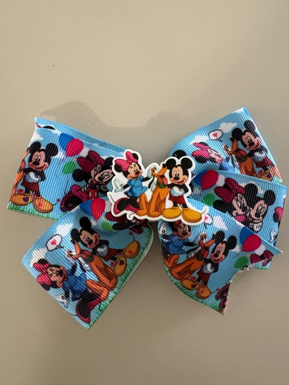 Custom Blue Mickey Mouse & Friends Character Hair Bow with Multi-Color Accents